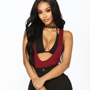 Fashion Nova - Lilianna Plunging Bodysuit - Wine